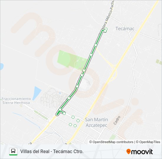 Mapa de VILLAS DEL REAL - TECÁMAC CTRO. de autobús