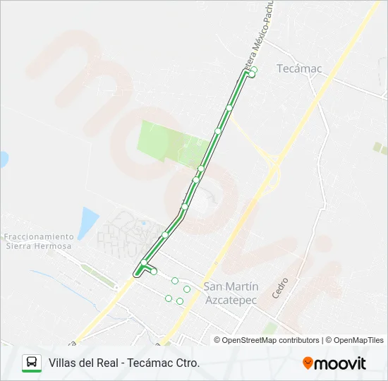 VILLAS DEL REAL - TECÁMAC CTRO. Bus Line Map