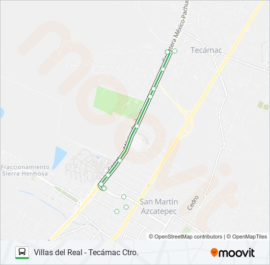 Mapa de VILLAS DEL REAL - TECÁMAC CTRO. de autobús