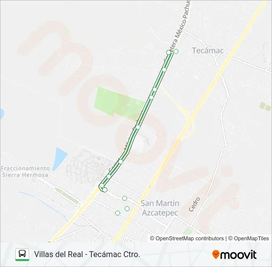 VILLAS DEL REAL - TECÁMAC CTRO. Bus Line Map