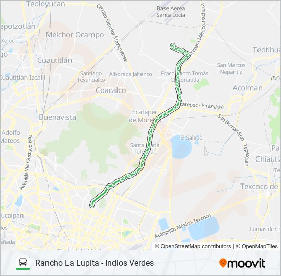 RANCHO LA LUPITA - INDIOS VERDES bus Line Map