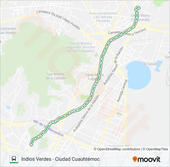 INDIOS VERDES - CIUDAD CUAUHTÉMOC Bus Line Map