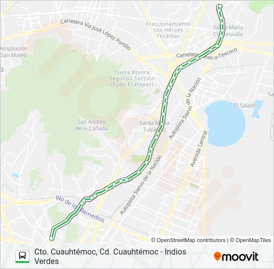 CTO. CUAUHTÉMOC, CD. CUAUHTÉMOC - INDIOS VERDES Bus Line Map