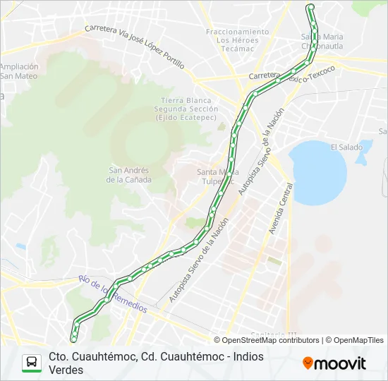 CTO. CUAUHTÉMOC, CD. CUAUHTÉMOC - INDIOS VERDES Bus Line Map