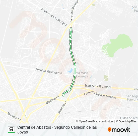 CENTRAL DE ABASTOS - SEGUNDO CALLEJÓN DE LAS JOYAS Bus Line Map