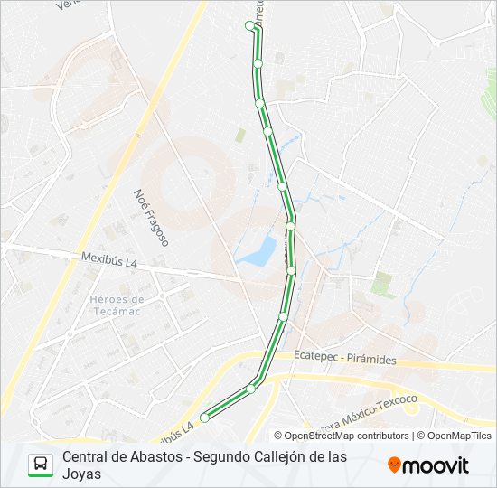 CENTRAL DE ABASTOS - SEGUNDO CALLEJÓN DE LAS JOYAS bus Line Map