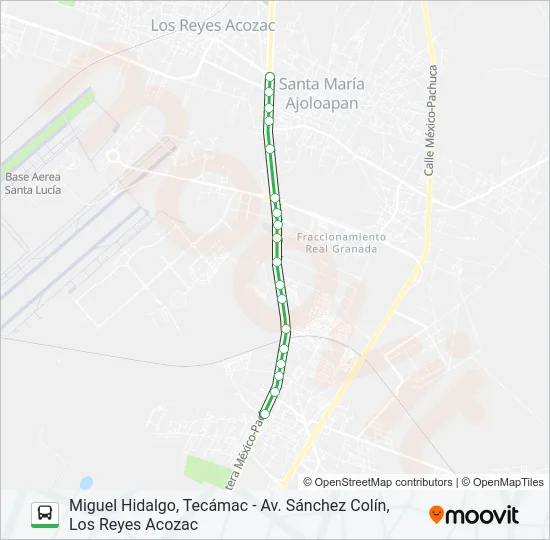 MIGUEL HIDALGO, TECÁMAC - AV. SÁNCHEZ COLÍN, LOS REYES ACOZAC Bus Line Map