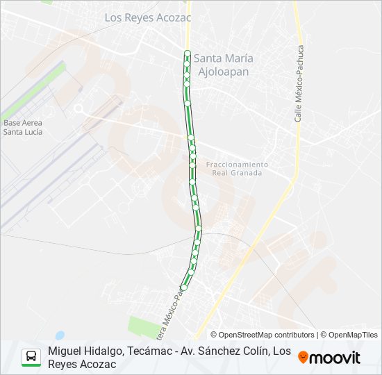MIGUEL HIDALGO, TECÁMAC - AV. SÁNCHEZ COLÍN, LOS REYES ACOZAC bus Line Map