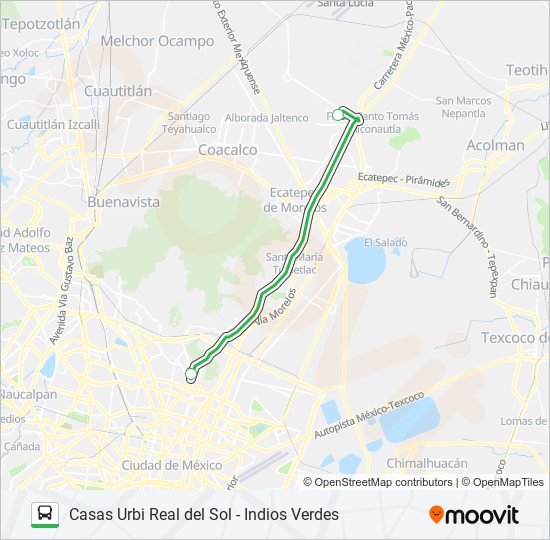 CASAS URBI REAL DEL SOL - INDIOS VERDES bus Line Map