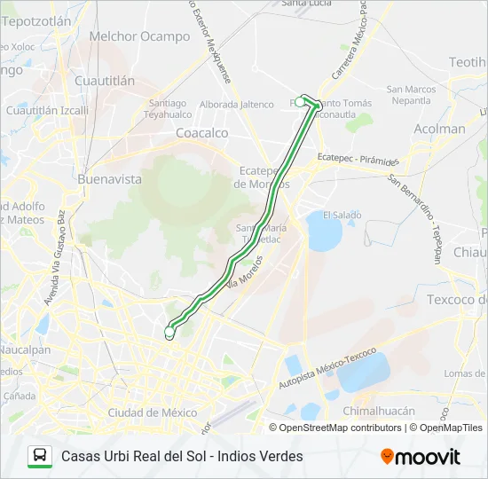 CASAS URBI REAL DEL SOL - INDIOS VERDES Bus Line Map