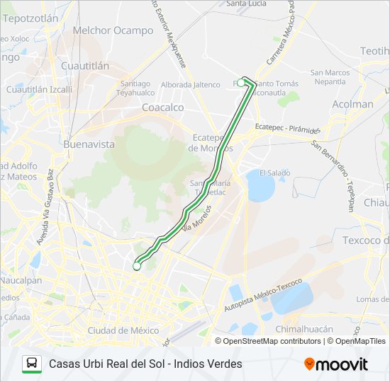 Mapa de CASAS URBI REAL DEL SOL - INDIOS VERDES de autobús