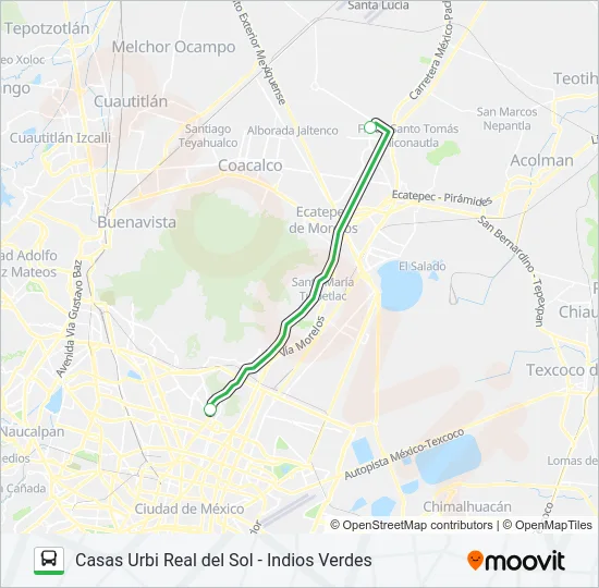 CASAS URBI REAL DEL SOL - INDIOS VERDES Bus Line Map