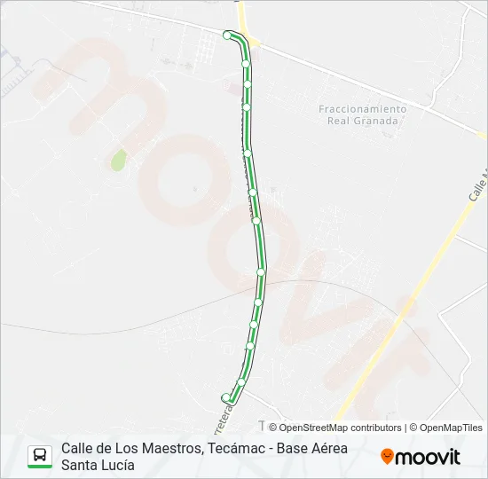CALLE DE LOS MAESTROS, TECÁMAC - BASE AÉREA SANTA LUCÍA Bus Line Map