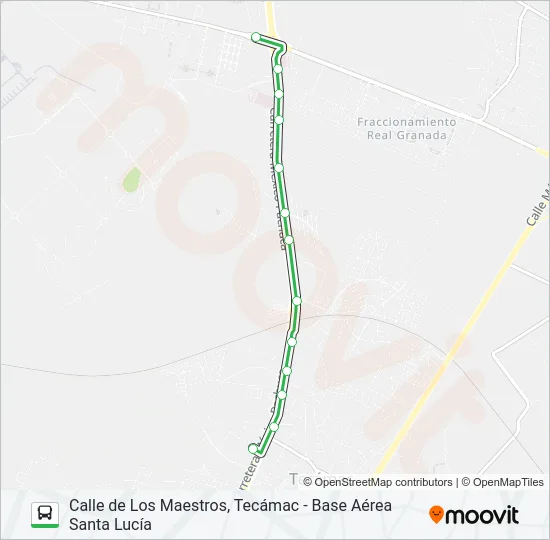 CALLE DE LOS MAESTROS, TECÁMAC - BASE AÉREA SANTA LUCÍA Bus Line Map