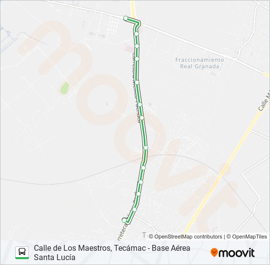 CALLE DE LOS MAESTROS, TECÁMAC - BASE AÉREA SANTA LUCÍA bus Line Map
