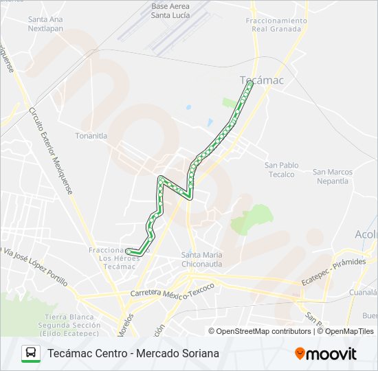 Mapa de TECÁMAC CENTRO - MERCADO SORIANA de autobús