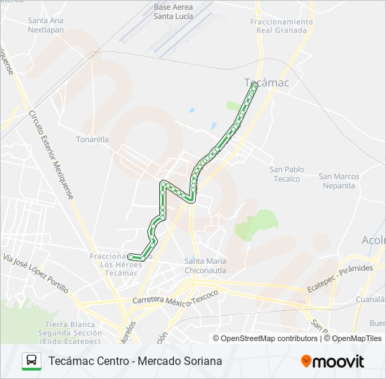 Mapa de TECÁMAC CENTRO - MERCADO SORIANA de autobús