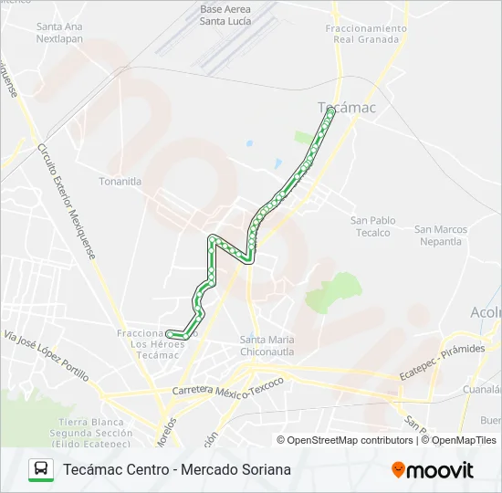 TECÁMAC CENTRO - MERCADO SORIANA Bus Line Map