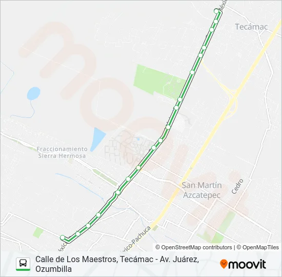 CALLE DE LOS MAESTROS, TECÁMAC - AV. JUÁREZ, OZUMBILLA Bus Line Map