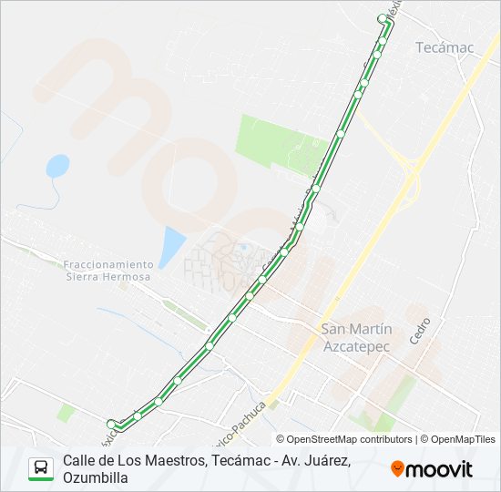 CALLE DE LOS MAESTROS, TECÁMAC - AV. JUÁREZ, OZUMBILLA bus Line Map