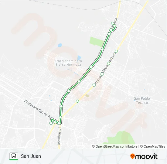 SAN JUAN - TECÁMAC Bus Line Map