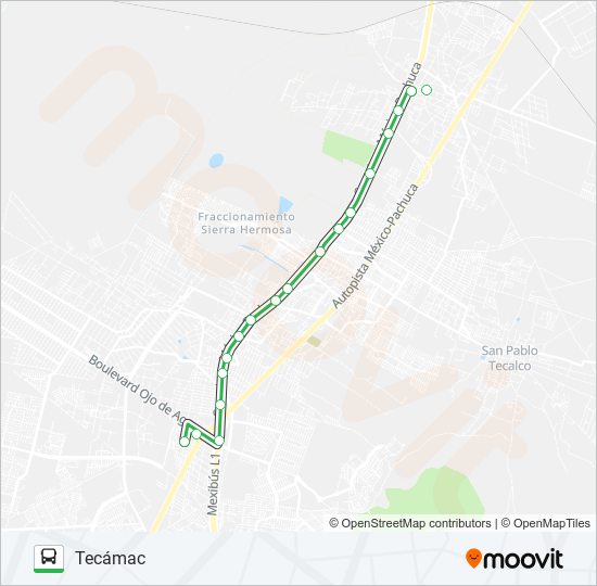 SAN JUAN - TECÁMAC bus Line Map