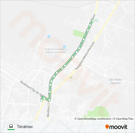 SAN JUAN - TECÁMAC Bus Line Map