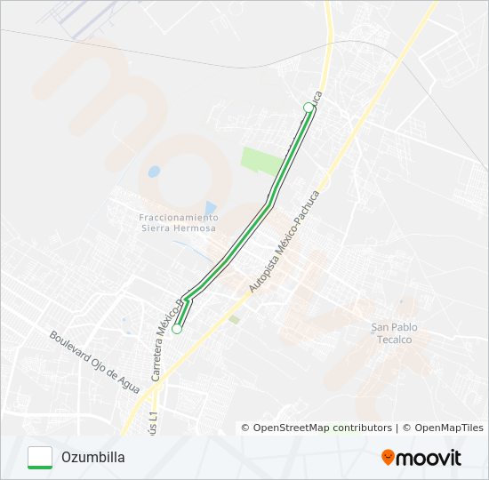 OZUMBILLA - TECÁMAC bus Line Map