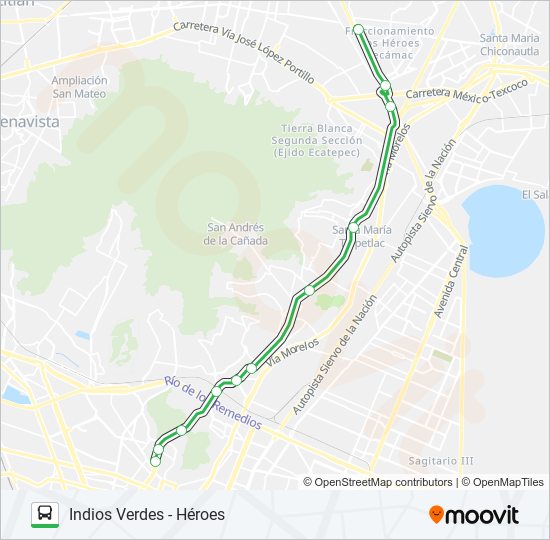 INDIOS VERDES - HÉROES bus Line Map