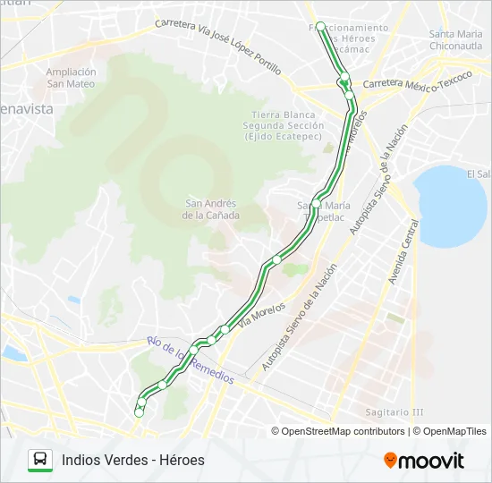 INDIOS VERDES - HÉROES Bus Line Map