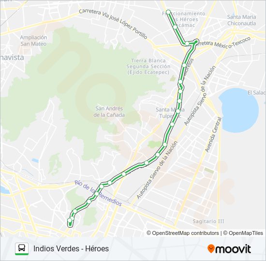 INDIOS VERDES - HÉROES bus Line Map