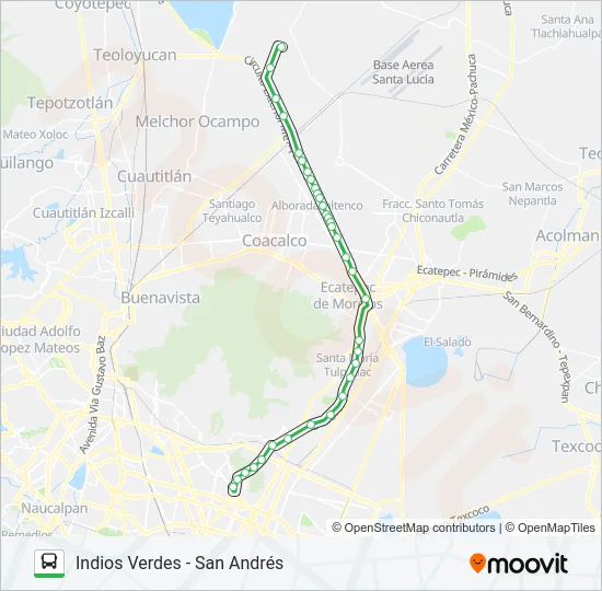 INDIOS VERDES - SAN ANDRÉS Bus Line Map