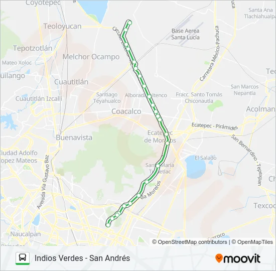 INDIOS VERDES - SAN ANDRÉS Bus Line Map