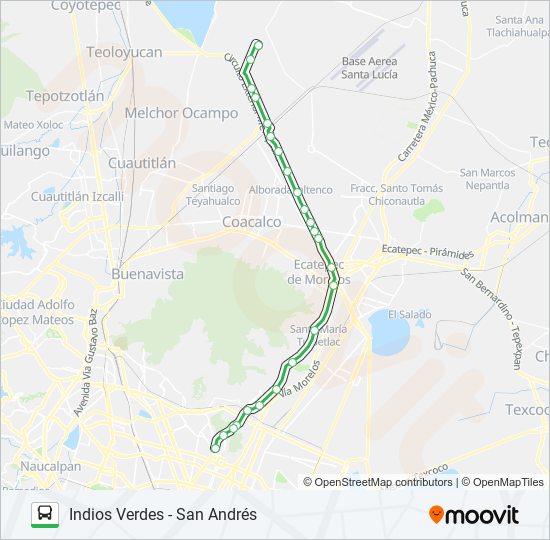INDIOS VERDES - SAN ANDRÉS bus Line Map