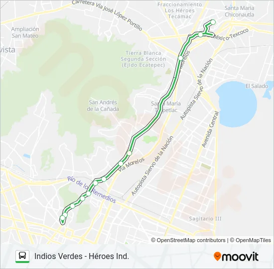 INDIOS VERDES - HÉROES IND. Bus Line Map