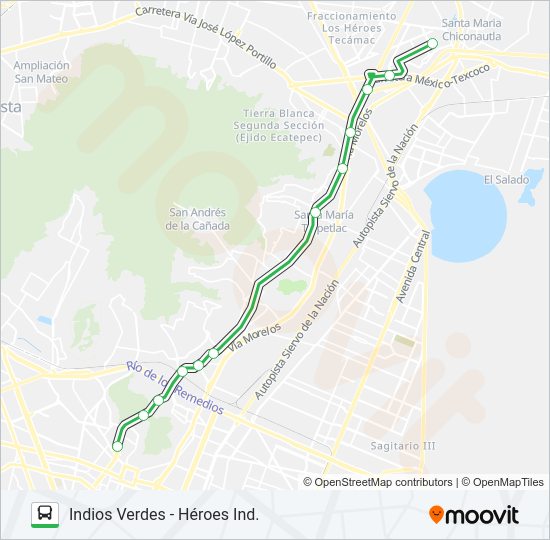 Mapa de INDIOS VERDES - HÉROES IND. de autobús