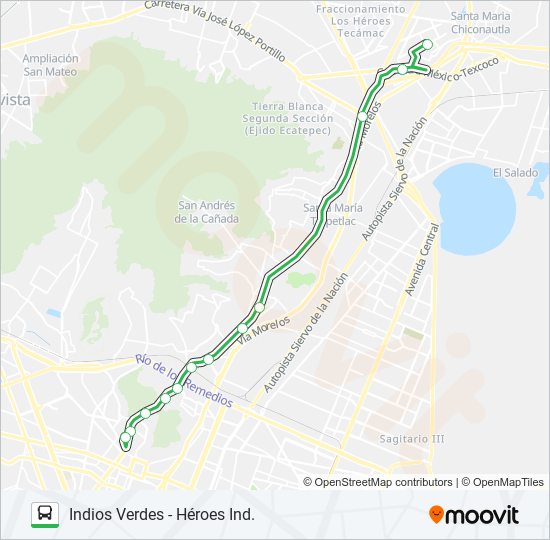 INDIOS VERDES - HÉROES IND. bus Line Map