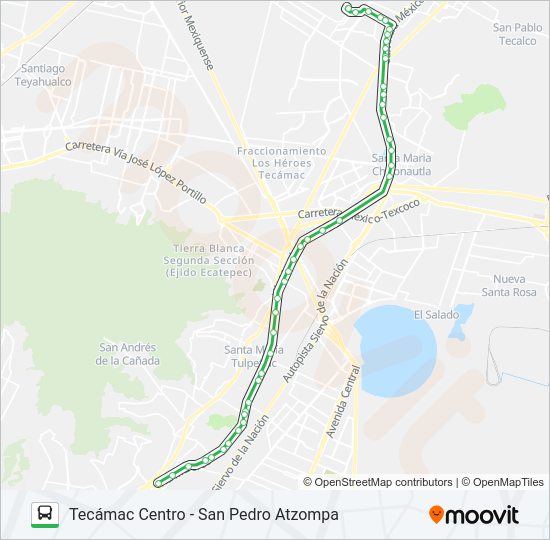 Mapa de TECÁMAC CENTRO - SAN PEDRO ATZOMPA de autobús
