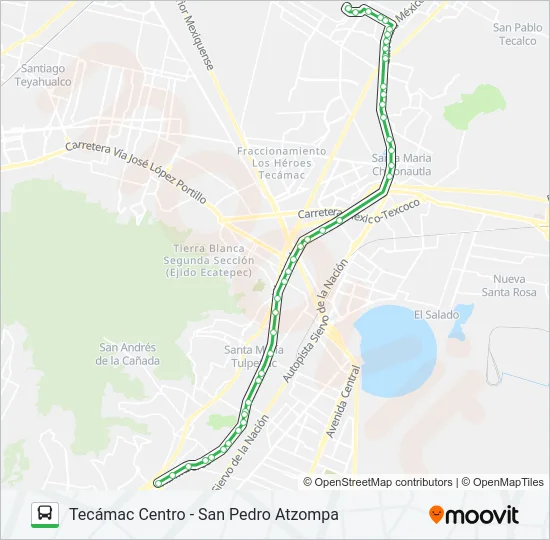 TECÁMAC CENTRO - SAN PEDRO ATZOMPA Bus Line Map