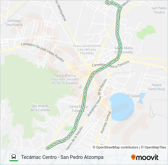 TECÁMAC CENTRO - SAN PEDRO ATZOMPA Bus Line Map