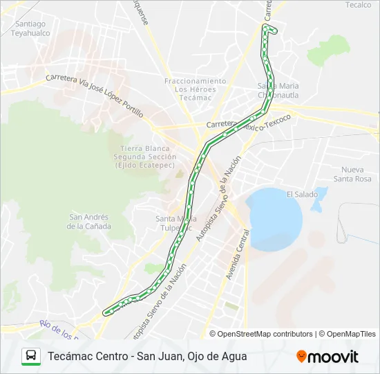 TECÁMAC CENTRO - SAN JUAN, OJO DE AGUA Bus Line Map