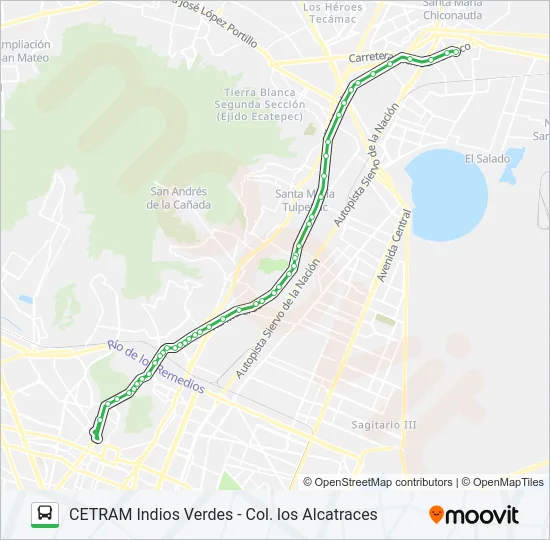 CETRAM INDIOS VERDES - COL. LOS ALCATRACES Bus Line Map