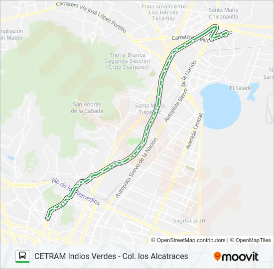 CETRAM INDIOS VERDES - COL. LOS ALCATRACES Bus Line Map