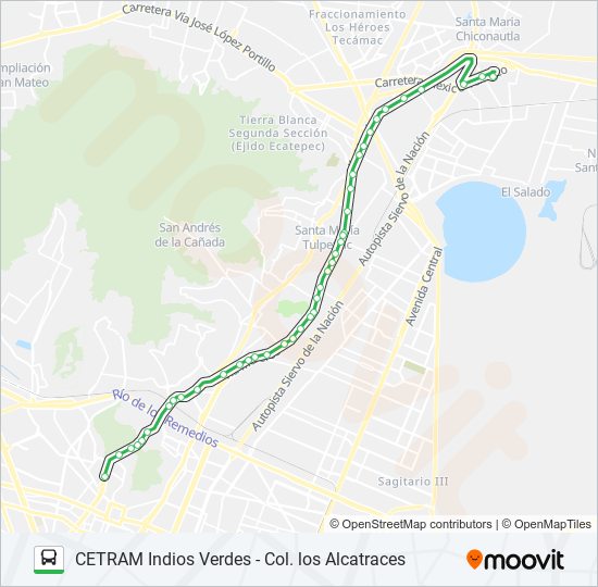 CETRAM INDIOS VERDES - COL. LOS ALCATRACES bus Line Map