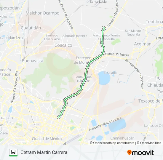CETRAM MARTIN CARRERA - AV. JUÁREZ, OZUMBILLA Bus Line Map
