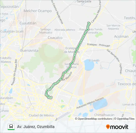 CETRAM MARTIN CARRERA - AV. JUÁREZ, OZUMBILLA Bus Line Map