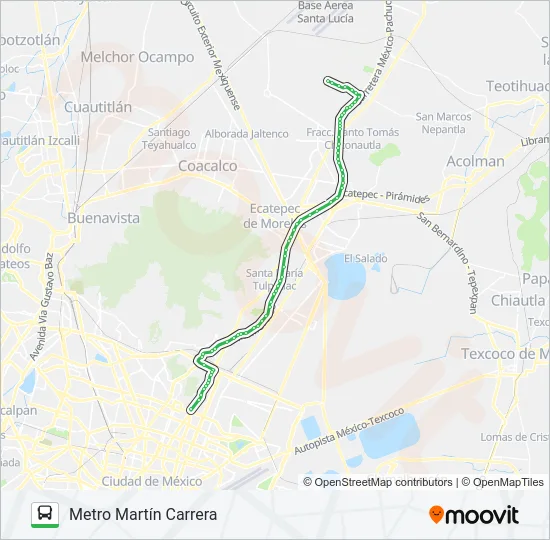 METRO MARTÍN CARRERA - CASAS GEO, SIERRA HERMOSA Bus Line Map