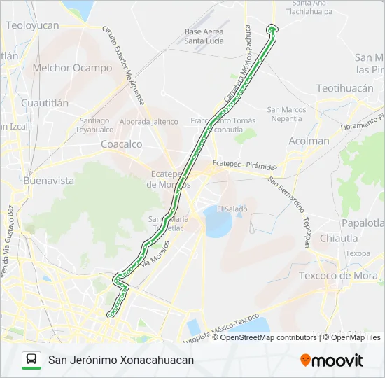 CETRAM MARTIN CARRERA - SAN JERÓNIMO XONACAHUACAN Bus Line Map