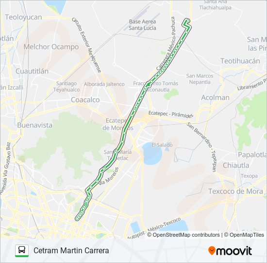 Mapa de CETRAM MARTIN CARRERA - SAN JERÓNIMO XONACAHUACAN de autobús
