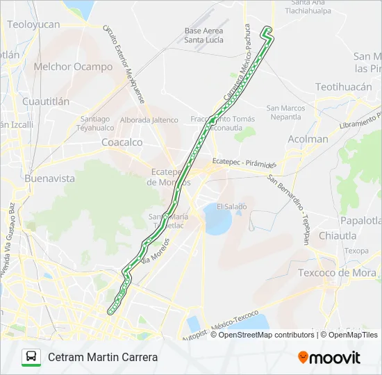 CETRAM MARTIN CARRERA - SAN JERÓNIMO XONACAHUACAN Bus Line Map